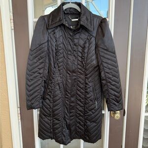 White House Black Market Black Quilted Puffer Coat